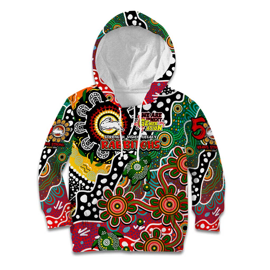 Personalised Rabbitohs NRL Celebrating 50 Years of Naidoc Kid Hoodie NAIDOC Week 2025 Aboriginal