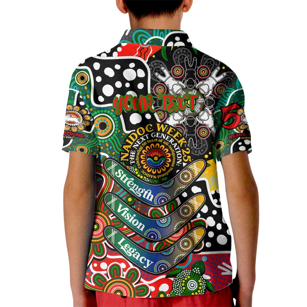 Personalised Rabbitohs NRL Celebrating 50 Years of Naidoc Kid Polo Shirt NAIDOC Week 2025 Aboriginal