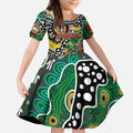 Personalised Rabbitohs NRL Celebrating 50 Years of Naidoc Kid Short Sleeve Dress NAIDOC Week 2025 Aboriginal