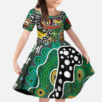 Personalised Rabbitohs NRL Celebrating 50 Years of Naidoc Kid Short Sleeve Dress NAIDOC Week 2025 Aboriginal