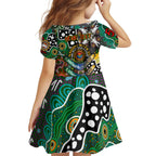Personalised Rabbitohs NRL Celebrating 50 Years of Naidoc Kid Short Sleeve Dress NAIDOC Week 2025 Aboriginal