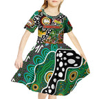 Personalised Rabbitohs NRL Celebrating 50 Years of Naidoc Kid Short Sleeve Dress NAIDOC Week 2025 Aboriginal