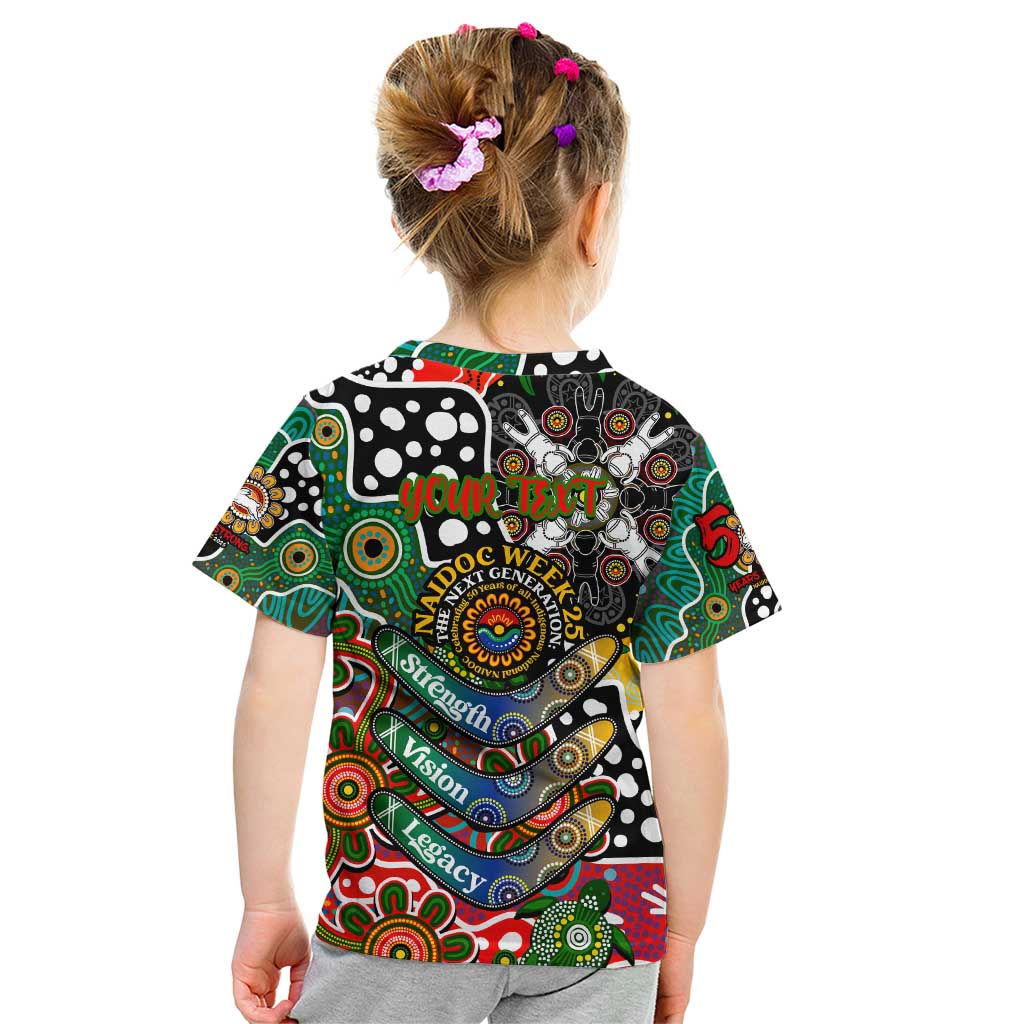 Personalised Rabbitohs NRL Celebrating 50 Years of Naidoc Kid T Shirt NAIDOC Week 2025 Aboriginal