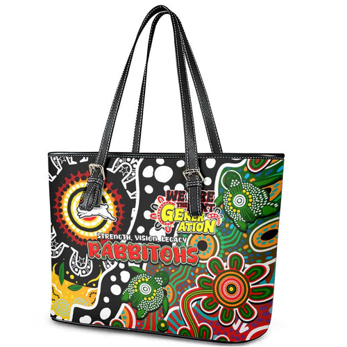 Rabbitohs NRL Celebrating 50 Years of Naidoc Leather Tote Bag NAIDOC Week 2025 Aboriginal