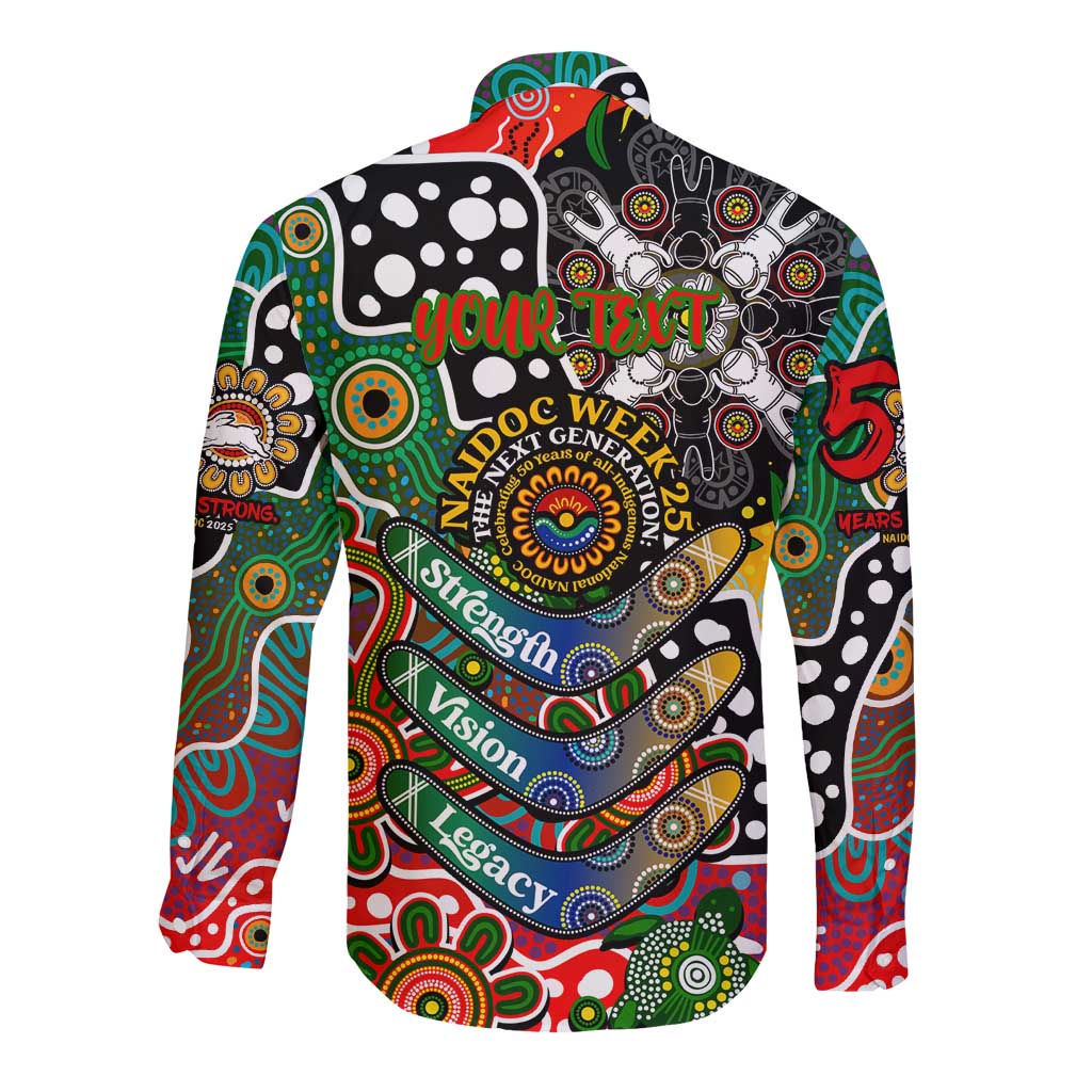 Personalised Rabbitohs NRL Celebrating 50 Years of Naidoc Long Sleeve Button Shirt NAIDOC Week 2025 Aboriginal
