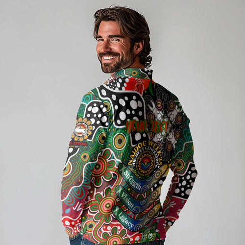 Personalised Rabbitohs NRL Celebrating 50 Years of Naidoc Long Sleeve Polo Shirt NAIDOC Week 2025 Aboriginal