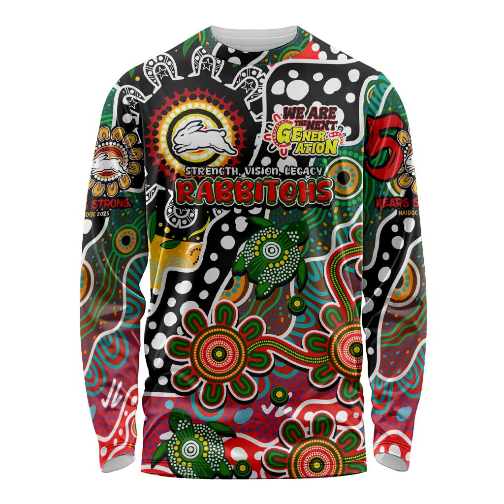 Personalised Rabbitohs NRL Celebrating 50 Years of Naidoc Long Sleeve Shirt NAIDOC Week 2025 Aboriginal