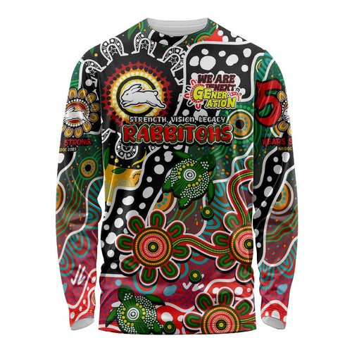Personalised Rabbitohs NRL Celebrating 50 Years of Naidoc Long Sleeve Shirt NAIDOC Week 2025 Aboriginal