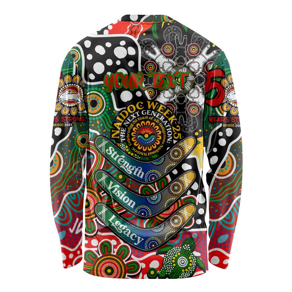 Personalised Rabbitohs NRL Celebrating 50 Years of Naidoc Long Sleeve Shirt NAIDOC Week 2025 Aboriginal