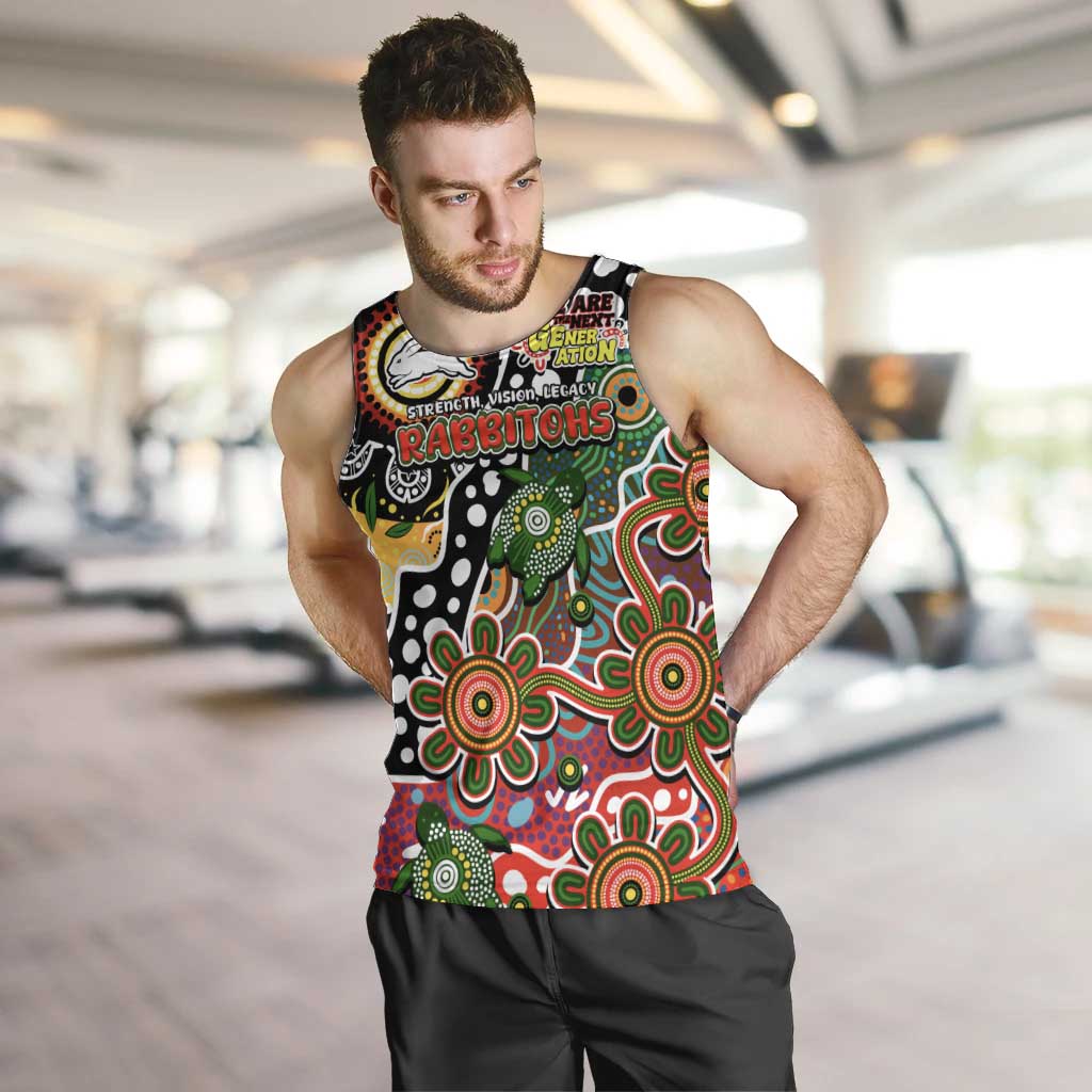 Personalised Rabbitohs NRL Celebrating 50 Years of Naidoc Men Tank Top NAIDOC Week 2025 Aboriginal
