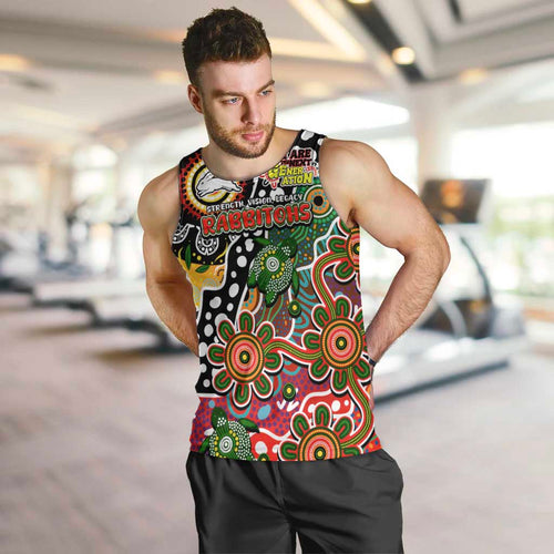 Personalised Rabbitohs NRL Celebrating 50 Years of Naidoc Men Tank Top NAIDOC Week 2025 Aboriginal