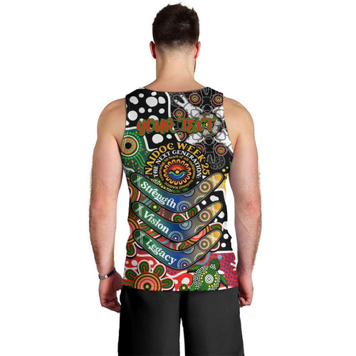 Personalised Rabbitohs NRL Celebrating 50 Years of Naidoc Men Tank Top NAIDOC Week 2025 Aboriginal