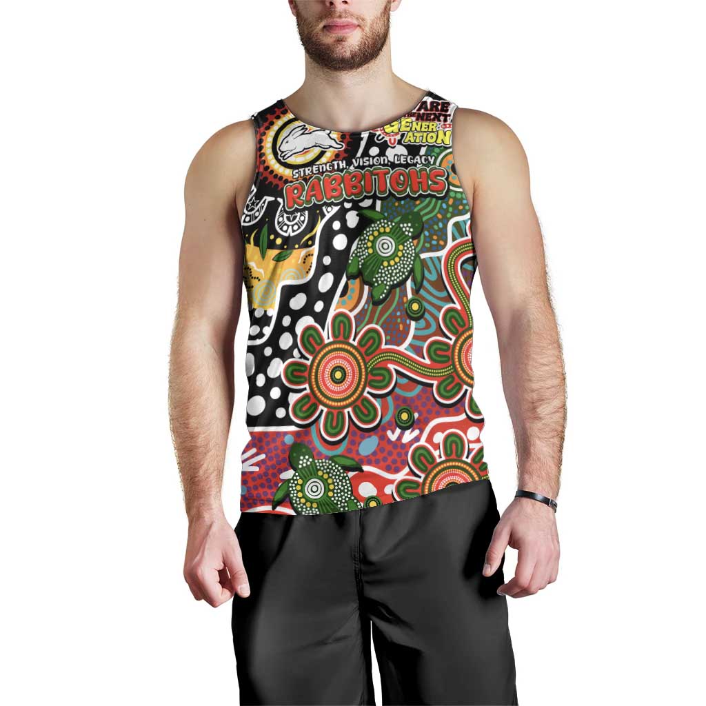 Personalised Rabbitohs NRL Celebrating 50 Years of Naidoc Men Tank Top NAIDOC Week 2025 Aboriginal