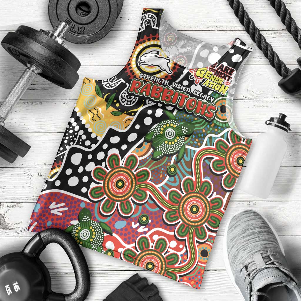 Personalised Rabbitohs NRL Celebrating 50 Years of Naidoc Men Tank Top NAIDOC Week 2025 Aboriginal
