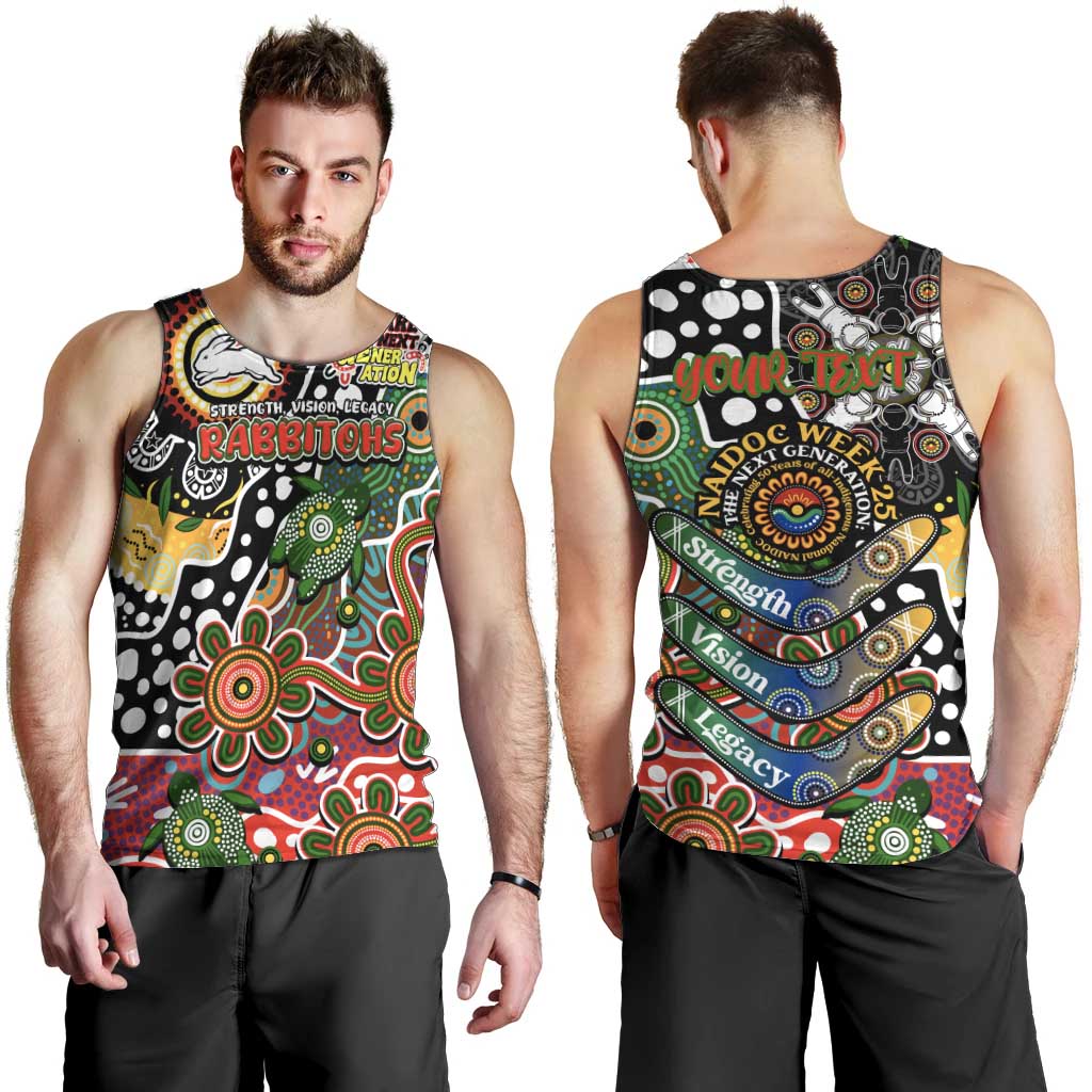 Personalised Rabbitohs NRL Celebrating 50 Years of Naidoc Men Tank Top NAIDOC Week 2025 Aboriginal