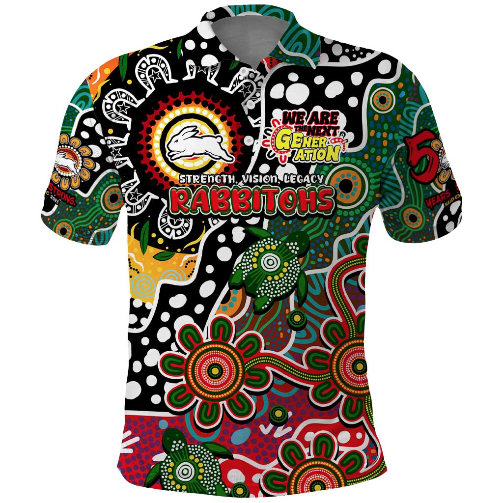 Personalised Rabbitohs NRL Celebrating 50 Years of Naidoc Polo Shirt NAIDOC Week 2025 Aboriginal