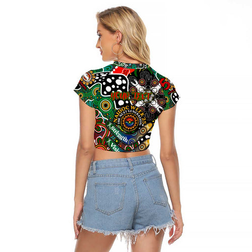 Personalised Rabbitohs NRL Celebrating 50 Years of Naidoc Raglan Cropped T Shirt NAIDOC Week 2025 Aboriginal