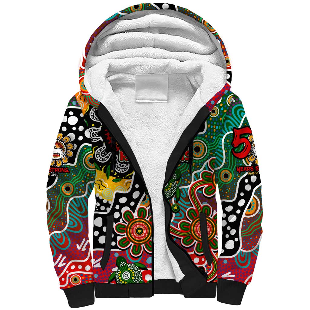 Personalised Rabbitohs NRL Celebrating 50 Years of Naidoc Sherpa Hoodie NAIDOC Week 2025 Aboriginal