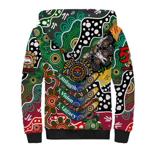 Personalised Rabbitohs NRL Celebrating 50 Years of Naidoc Sherpa Hoodie NAIDOC Week 2025 Aboriginal