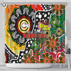Rabbitohs NRL Celebrating 50 Years of Naidoc Shower Curtain NAIDOC Week 2025 Aboriginal