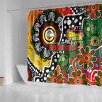 Rabbitohs NRL Celebrating 50 Years of Naidoc Shower Curtain NAIDOC Week 2025 Aboriginal