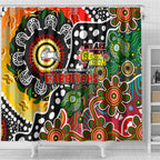 Rabbitohs NRL Celebrating 50 Years of Naidoc Shower Curtain NAIDOC Week 2025 Aboriginal
