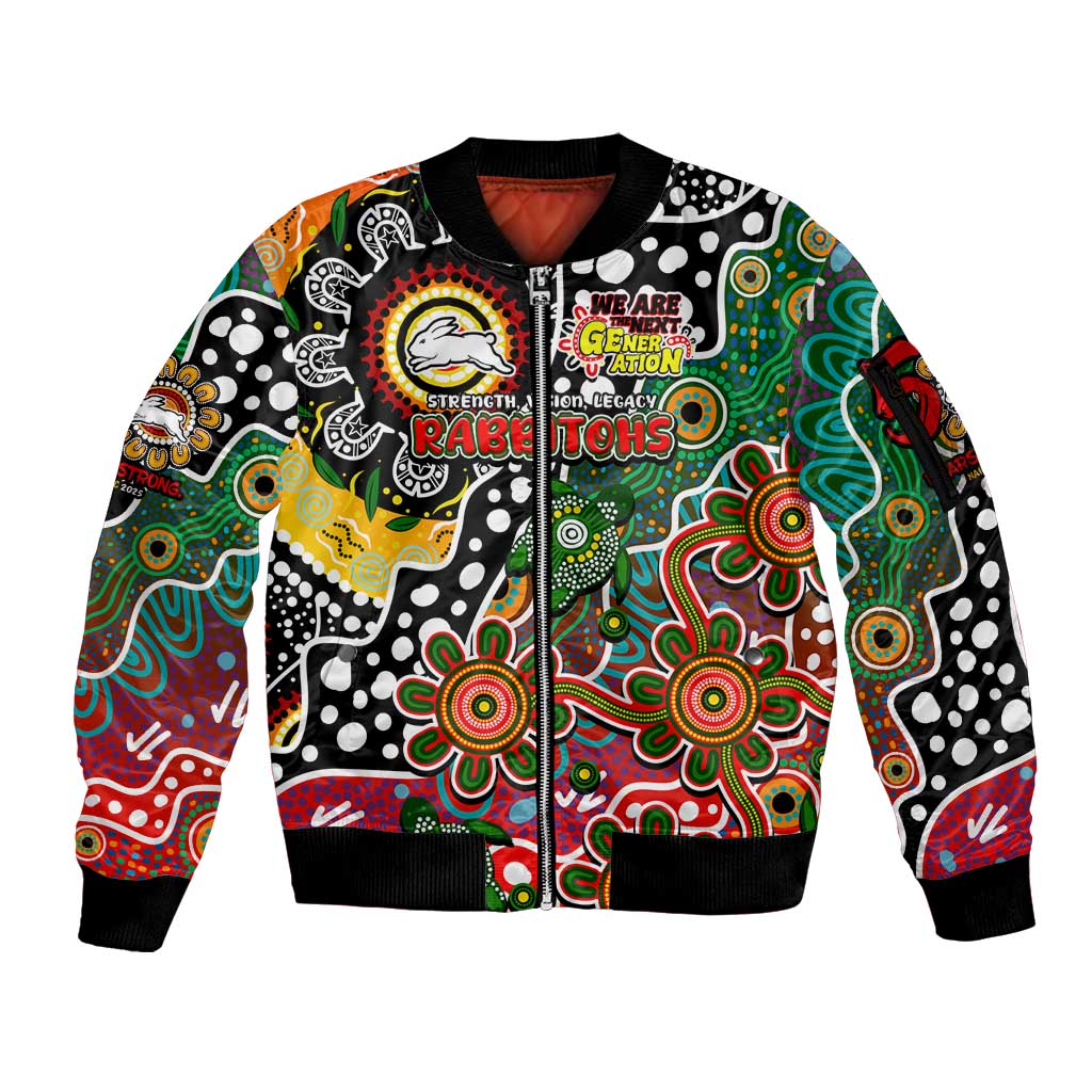 Personalised Rabbitohs NRL Celebrating 50 Years of Naidoc Sleeve Zip Bomber Jacket NAIDOC Week 2025 Aboriginal