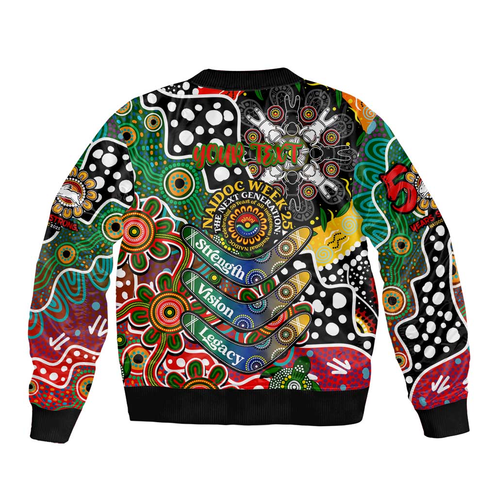 Personalised Rabbitohs NRL Celebrating 50 Years of Naidoc Sleeve Zip Bomber Jacket NAIDOC Week 2025 Aboriginal