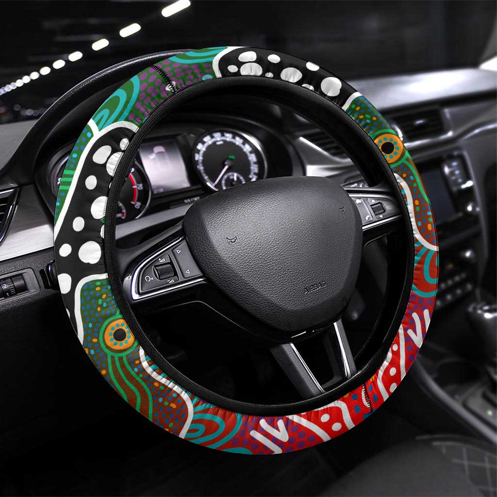 Rabbitohs NRL Celebrating 50 Years of Naidoc Steering Wheel Cover NAIDOC Week 2025 Aboriginal