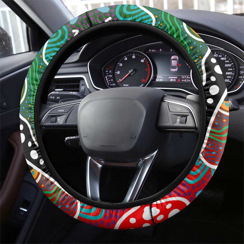 Rabbitohs NRL Celebrating 50 Years of Naidoc Steering Wheel Cover NAIDOC Week 2025 Aboriginal