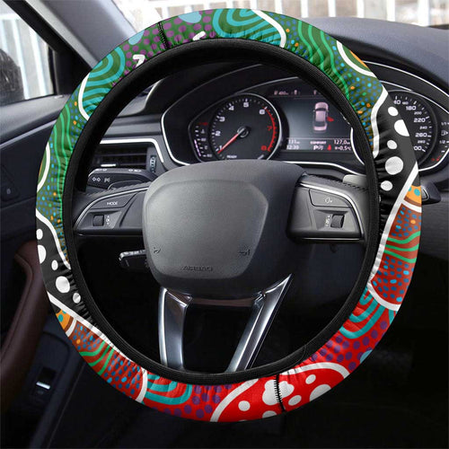 Rabbitohs NRL Celebrating 50 Years of Naidoc Steering Wheel Cover NAIDOC Week 2025 Aboriginal
