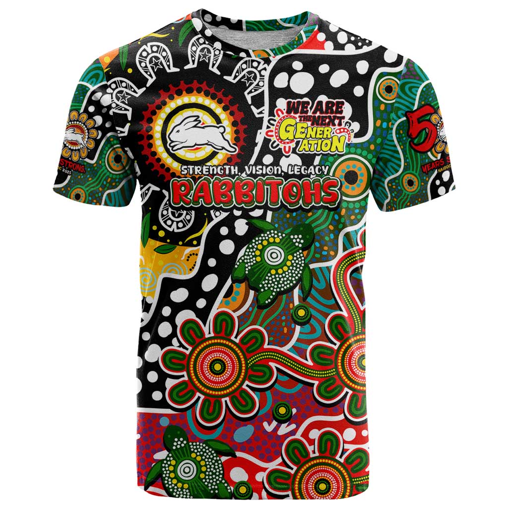 Personalised Rabbitohs NRL Celebrating 50 Years of Naidoc T Shirt NAIDOC Week 2025 Aboriginal