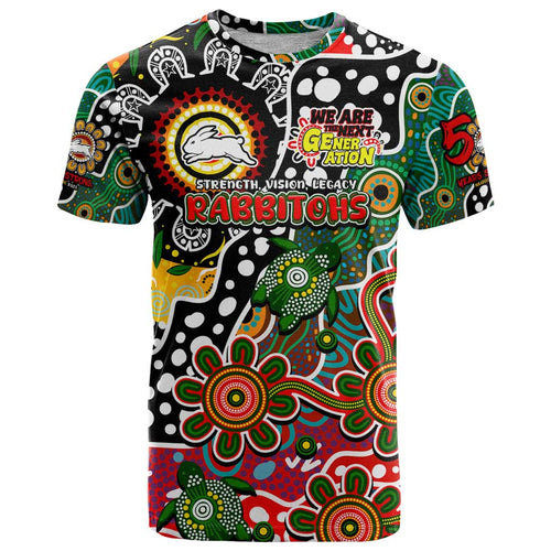 Personalised Rabbitohs NRL Celebrating 50 Years of Naidoc T Shirt NAIDOC Week 2025 Aboriginal