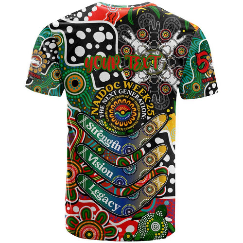 Personalised Rabbitohs NRL Celebrating 50 Years of Naidoc T Shirt NAIDOC Week 2025 Aboriginal