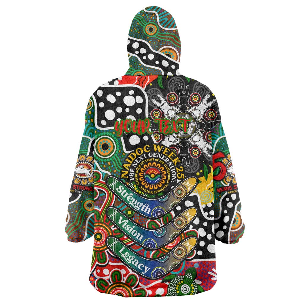 Personalised Rabbitohs NRL Celebrating 50 Years of Naidoc Wearable Blanket Hoodie NAIDOC Week 2025 Aboriginal