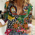 Personalised Rabbitohs NRL Celebrating 50 Years of Naidoc Women Casual Shirt NAIDOC Week 2025 Aboriginal