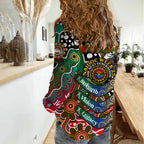 Personalised Rabbitohs NRL Celebrating 50 Years of Naidoc Women Casual Shirt NAIDOC Week 2025 Aboriginal