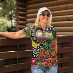 Personalised Rabbitohs NRL Celebrating 50 Years of Naidoc Women Polo Shirt NAIDOC Week 2025 Aboriginal