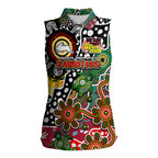 Personalised Rabbitohs NRL Celebrating 50 Years of Naidoc Women Sleeveless Polo Shirt NAIDOC Week 2025 Aboriginal