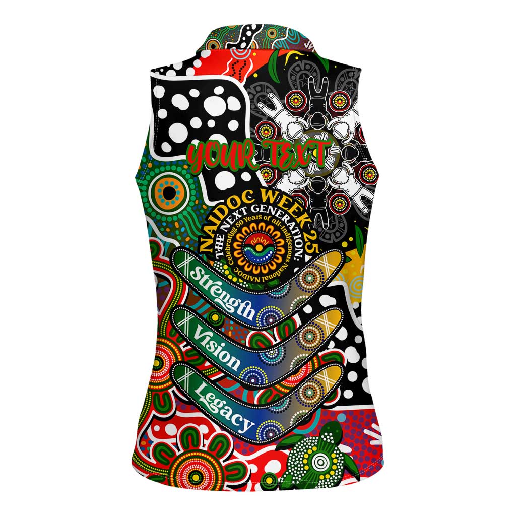 Personalised Rabbitohs NRL Celebrating 50 Years of Naidoc Women Sleeveless Polo Shirt NAIDOC Week 2025 Aboriginal
