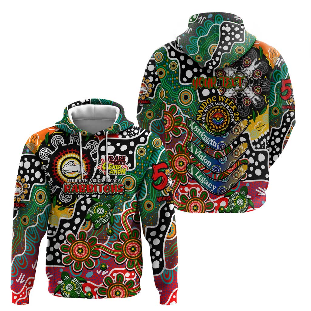 Personalised Rabbitohs NRL Celebrating 50 Years of Naidoc Zip Hoodie NAIDOC Week 2025 Aboriginal