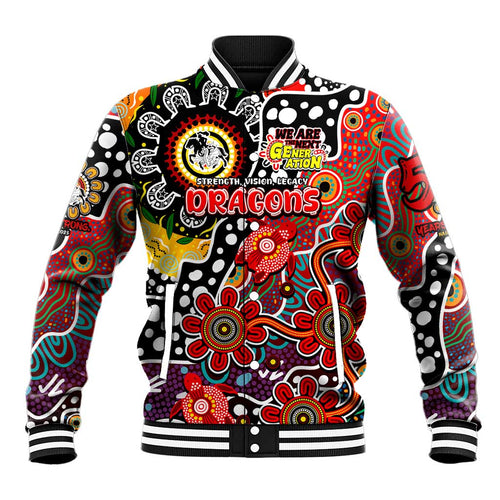 Personalised Dragons NRL Celebrating 50 Years of Naidoc Baseball Jacket NAIDOC Week 2025 Aboriginal