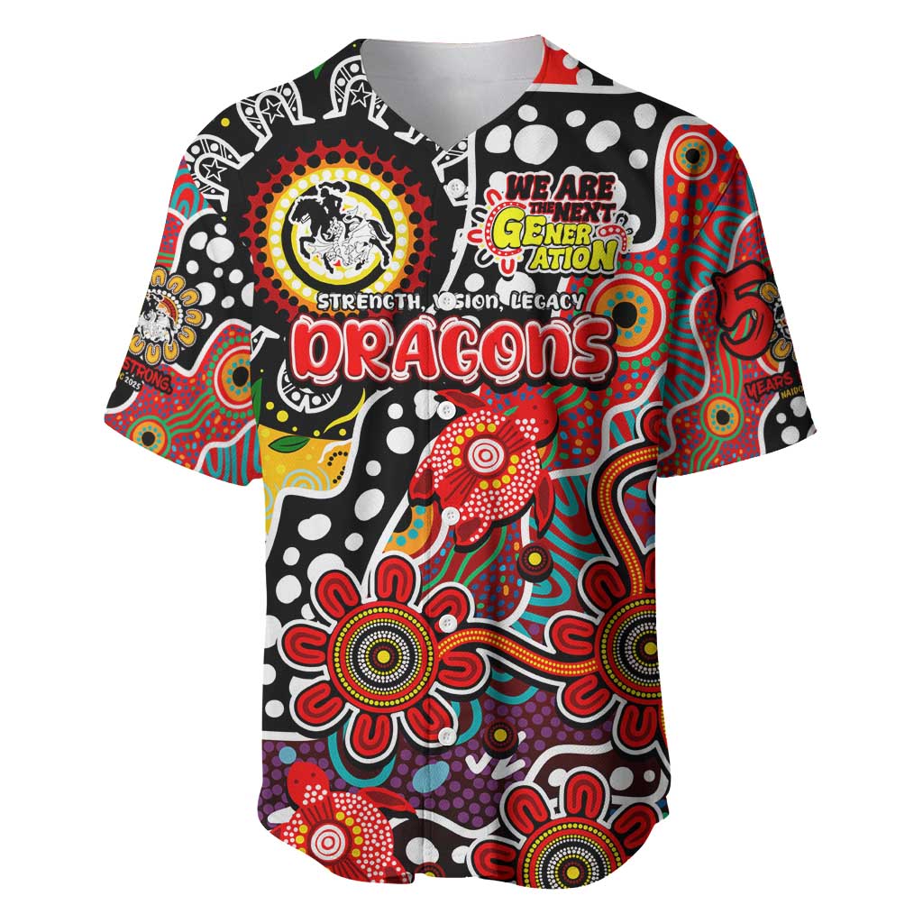Personalised Dragons NRL Celebrating 50 Years of Naidoc Baseball Jersey NAIDOC Week 2025 Aboriginal
