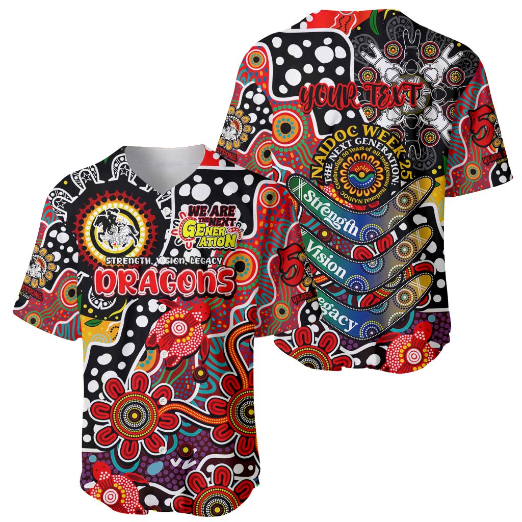 Personalised Dragons NRL Celebrating 50 Years of Naidoc Baseball Jersey NAIDOC Week 2025 Aboriginal