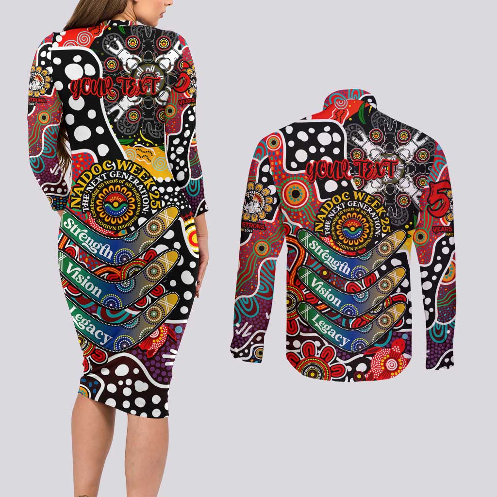 Personalised Dragons NRL Celebrating 50 Years of Naidoc Couples Matching Long Sleeve Bodycon Dress and Long Sleeve Button Shirt NAIDOC Week 2025 Aboriginal