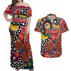 Personalised Dragons NRL Celebrating 50 Years of Naidoc Couples Matching Off Shoulder Maxi Dress and Hawaiian Shirt NAIDOC Week 2025 Aboriginal