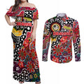 Personalised Dragons NRL Celebrating 50 Years of Naidoc Couples Matching Off Shoulder Maxi Dress and Long Sleeve Button Shirt NAIDOC Week 2025 Aboriginal