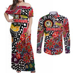 Personalised Dragons NRL Celebrating 50 Years of Naidoc Couples Matching Off Shoulder Maxi Dress and Long Sleeve Button Shirt NAIDOC Week 2025 Aboriginal