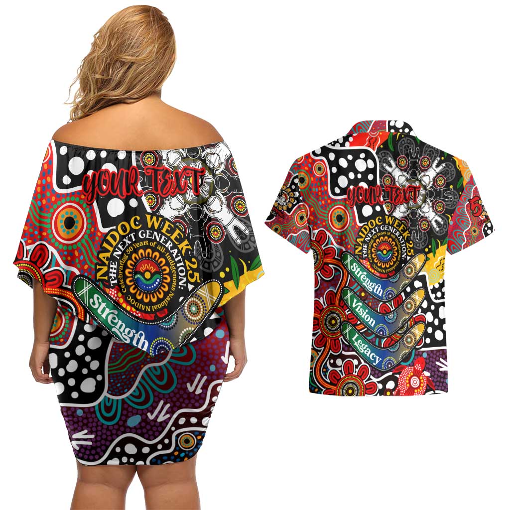 Personalised Dragons NRL Celebrating 50 Years of Naidoc Couples Matching Off Shoulder Short Dress and Hawaiian Shirt NAIDOC Week 2025 Aboriginal