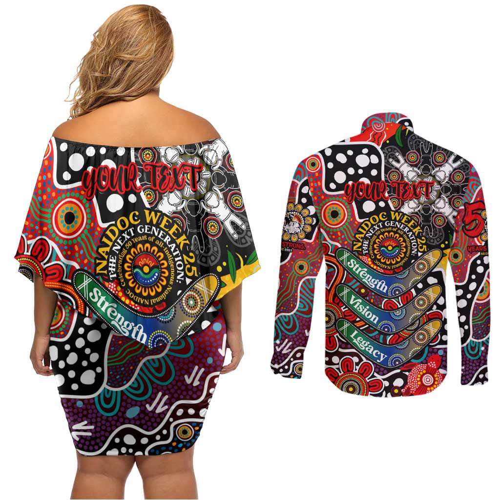 Personalised Dragons NRL Celebrating 50 Years of Naidoc Couples Matching Off Shoulder Short Dress and Long Sleeve Button Shirt NAIDOC Week 2025 Aboriginal